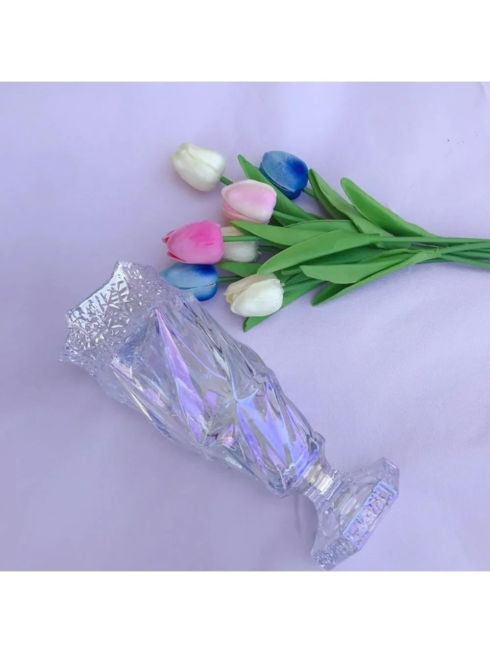 9.5 Inch Sparkling Glass Flower Vase Bohemian Style For Centerpieces Home Dec